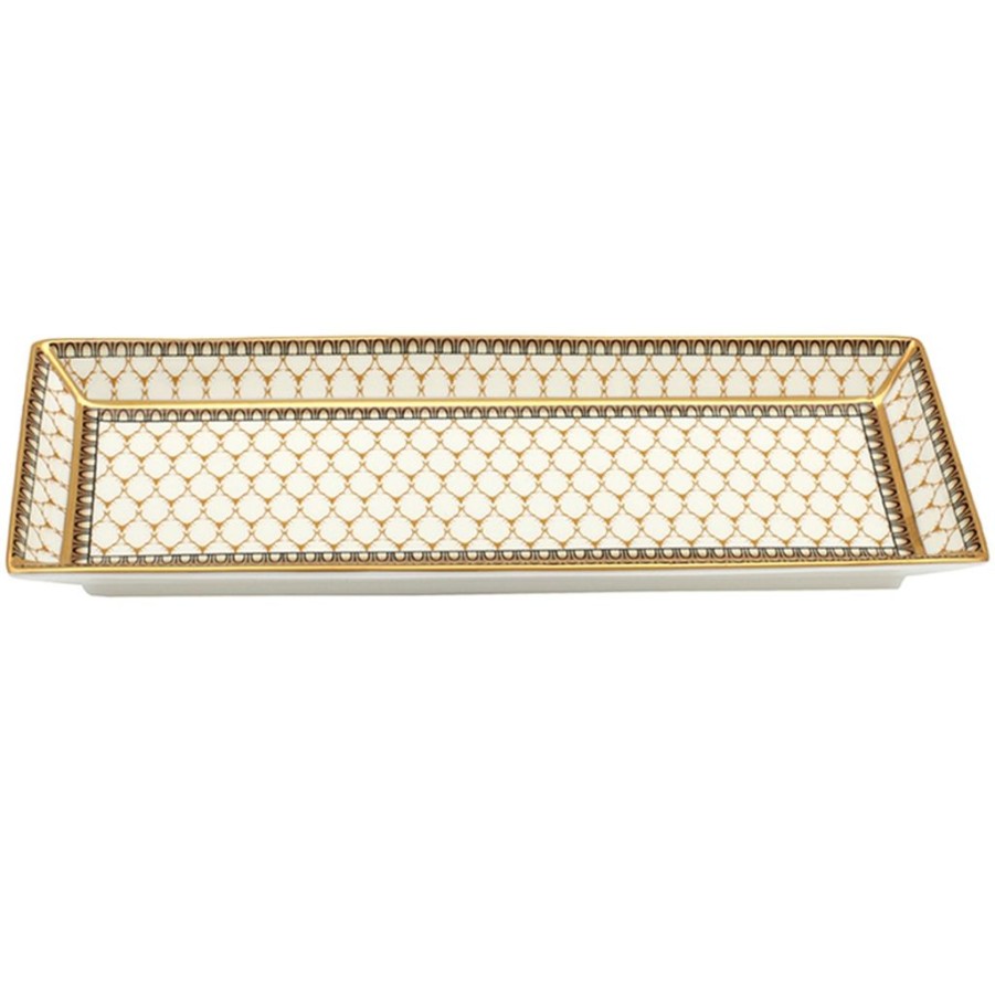 Decor Halcyon Days | Halcyon Days Ivory Antler Trellis Rectangular Pen Tray