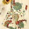 Tea Time April Cornell Tea Towels | April Cornell Rooster Ecru Tea Towel 19" X 27"