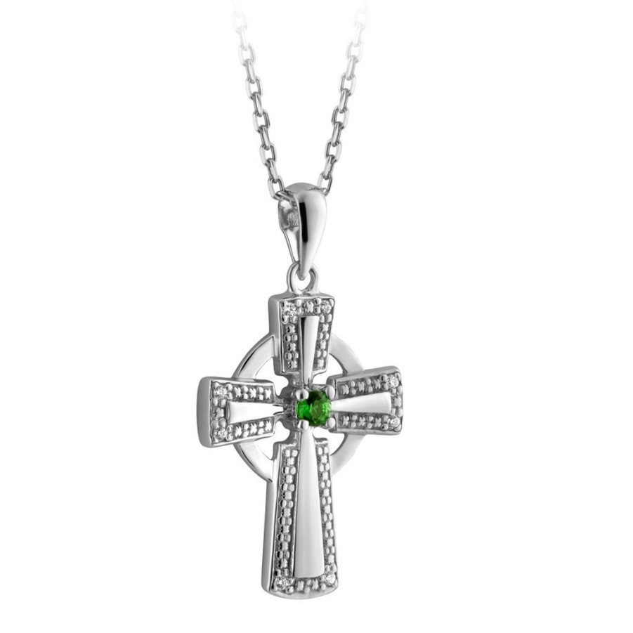 Wear Solvar Necklaces & Pendants | Solvar Silver Crystal Illusion Celtic Cross Pendant Necklace