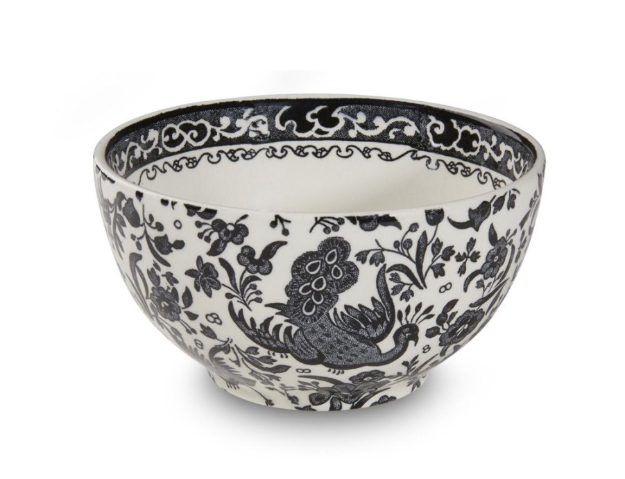 Tabletop Burleigh Pottery Burleigh Pottery | Burleigh Pottery Black Regal Peacock Sugar Bowl 9.5Cm / 4"