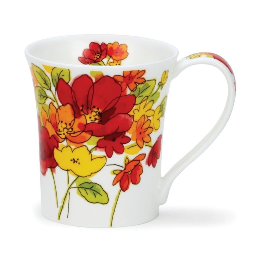 Tabletop Dunoon Shape: Jura | Dunoon Jura Inky Florals Red Mug