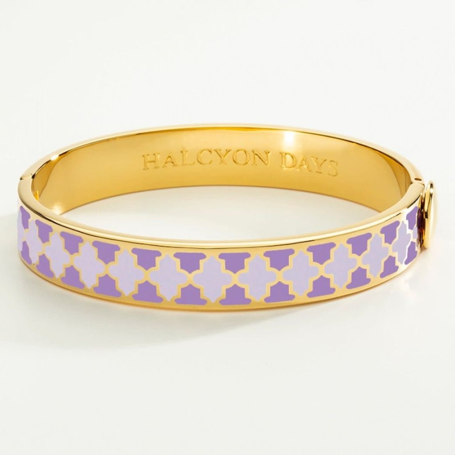 Wear Halcyon Days Bracelets & Bangles | Halcyon Days Agama Lavender & Gold Hinged Bangle