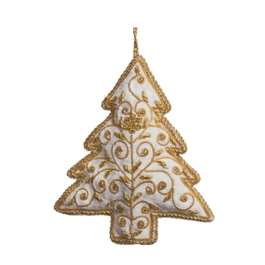 Decor St. Nicolas | St. Nicolas White Velvet Floral Christmas Tree Ornament