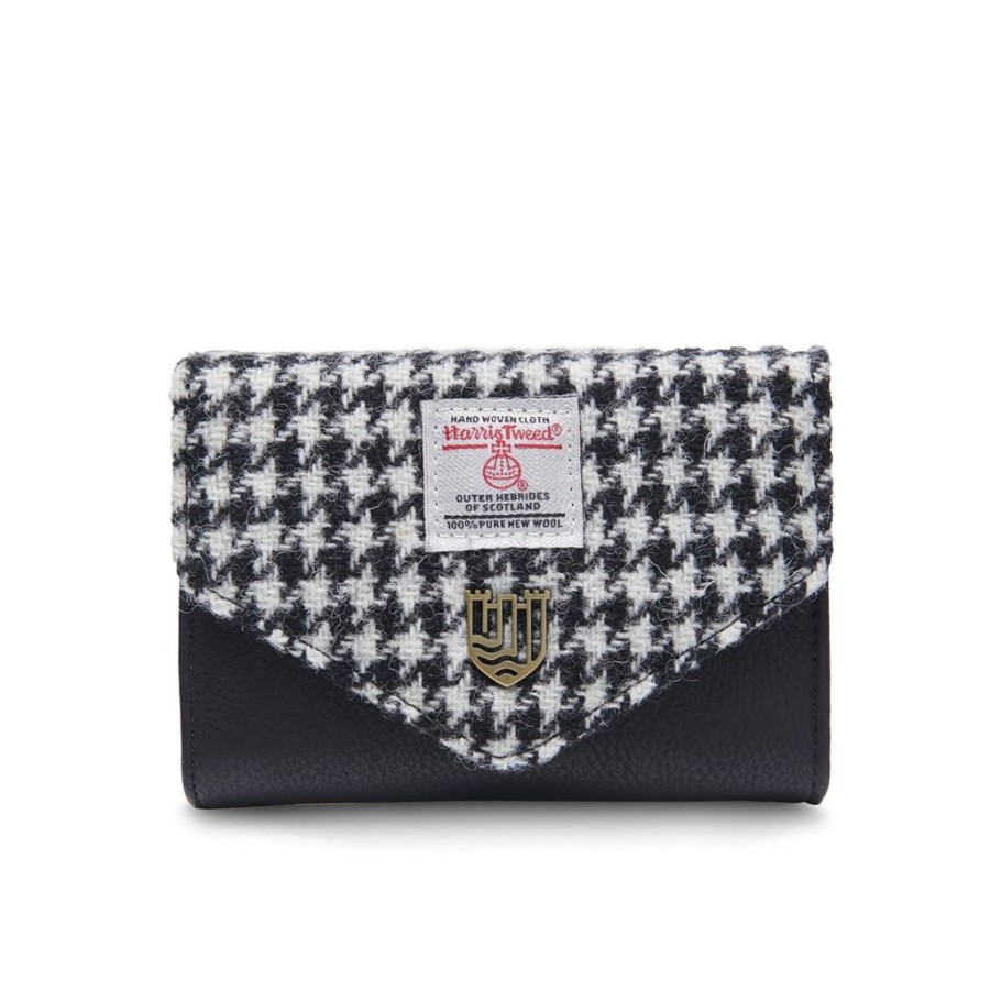 Wear Islander UK | Islander Uk Harris Tweed Black & White Dogtooth Small Clasp Purse