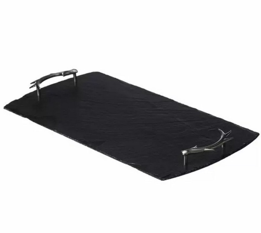 Decor British Isles | Slate Large Serving Tray, Antler Handles