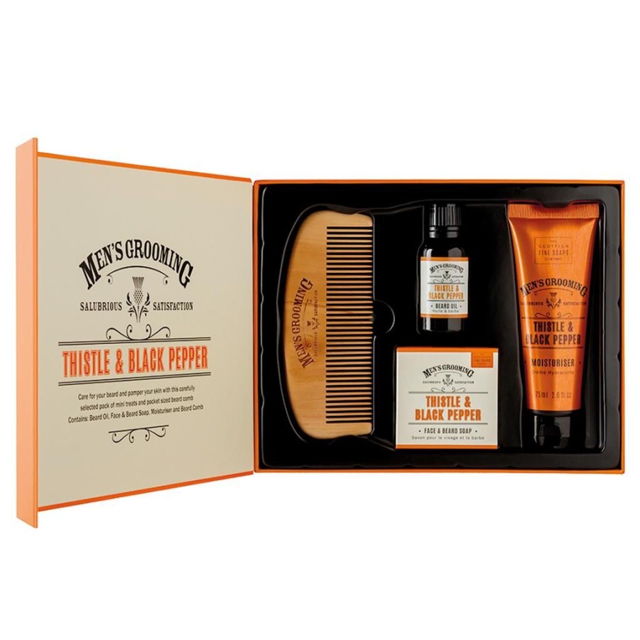 Bath & Body British Isles Pre-Shave & Post-Shave | Scottish Fine Soaps Thistle & Black Pepper Face & Beard Care Kit