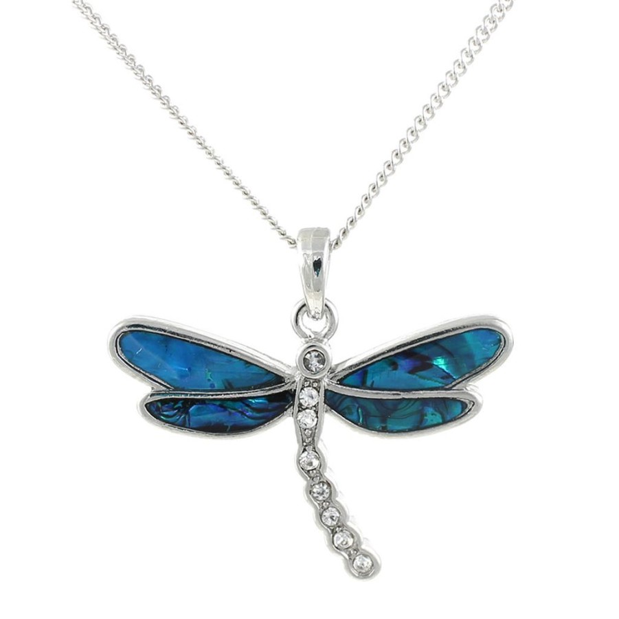 Wear British Isles Necklaces & Pendants | Lila Jewellery Paua Shell Dragonfly Pendant Necklace