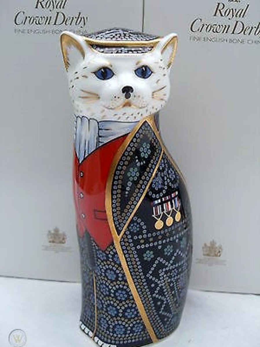 Decor Royal Crown Derby Home Accents | Royal Crown Derby Diamond Jubilee Pearly Queen Cat Paperweight