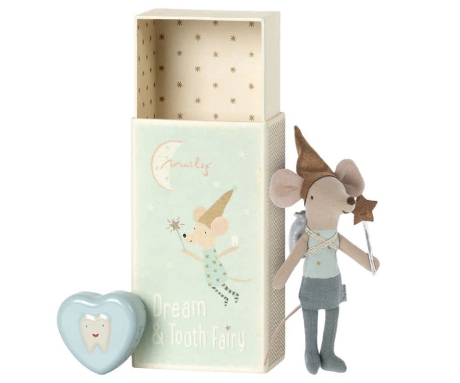 Children Maileg | Maileg Blue Tooth Fairy Mouse In Matchbox