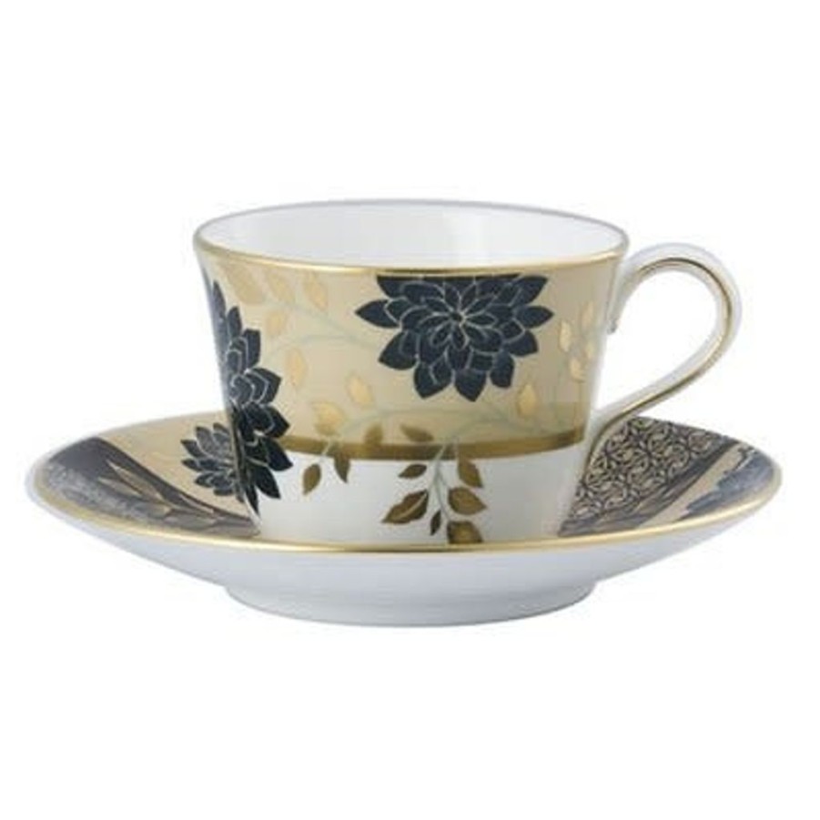 Tea Time Royal Crown Derby Teacups & Saucers | Kimono Taupe Teacup And Saucer (Discontinued)