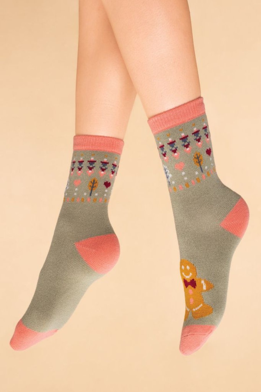 Wear Powder UK | Powder Uk Gingerbread Man Sage Knitted Women'S Sock