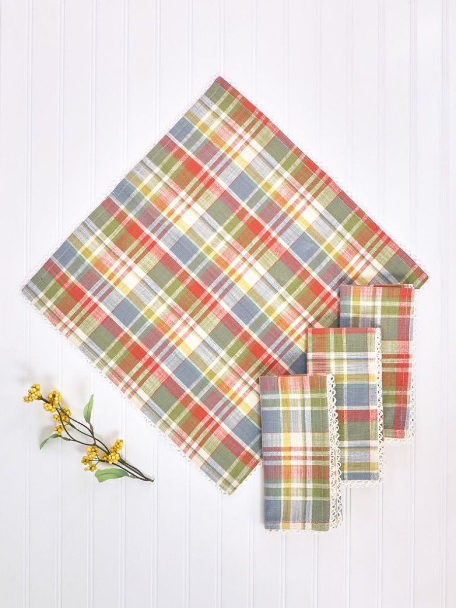 Tabletop April Cornell | April Cornell Sunwashed Plaid Napkin Set Of 4