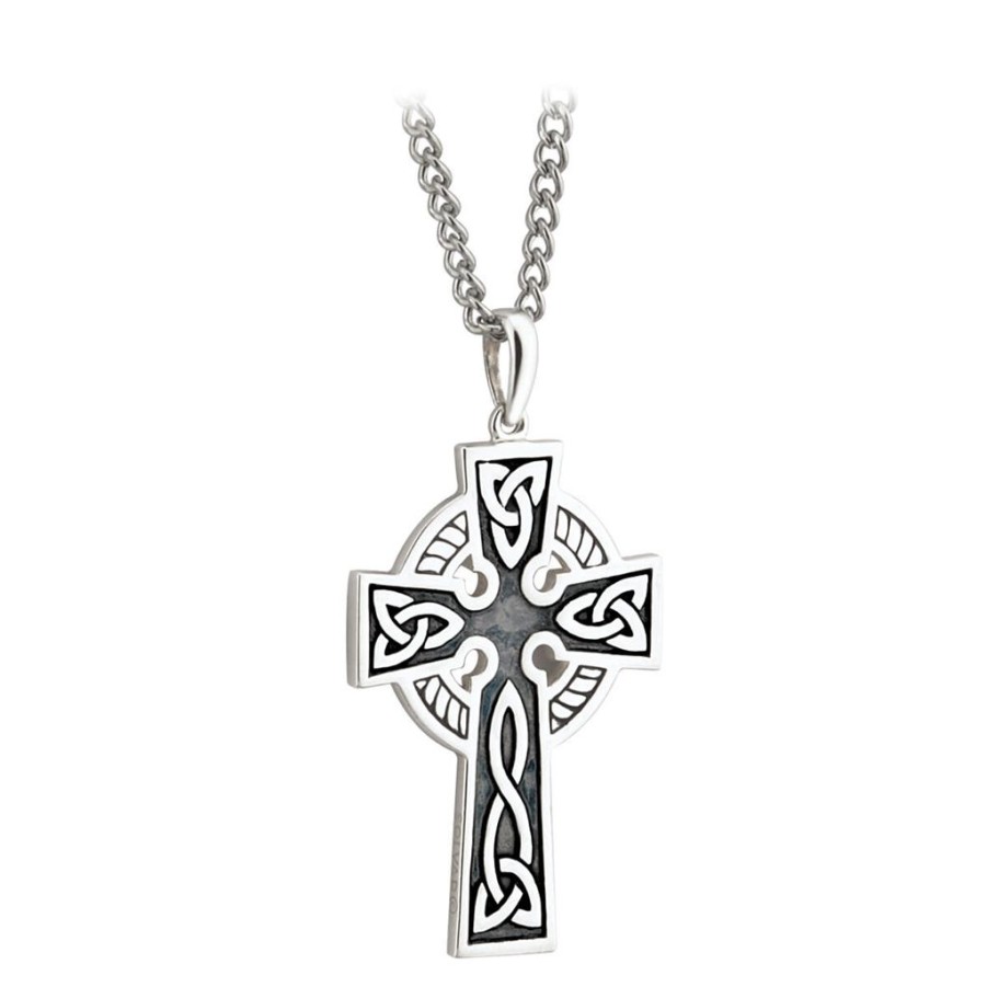 Wear Solvar Necklaces & Pendants | Solvar Double Sided Oxidised Silver Celtic Cross Necklace S44764