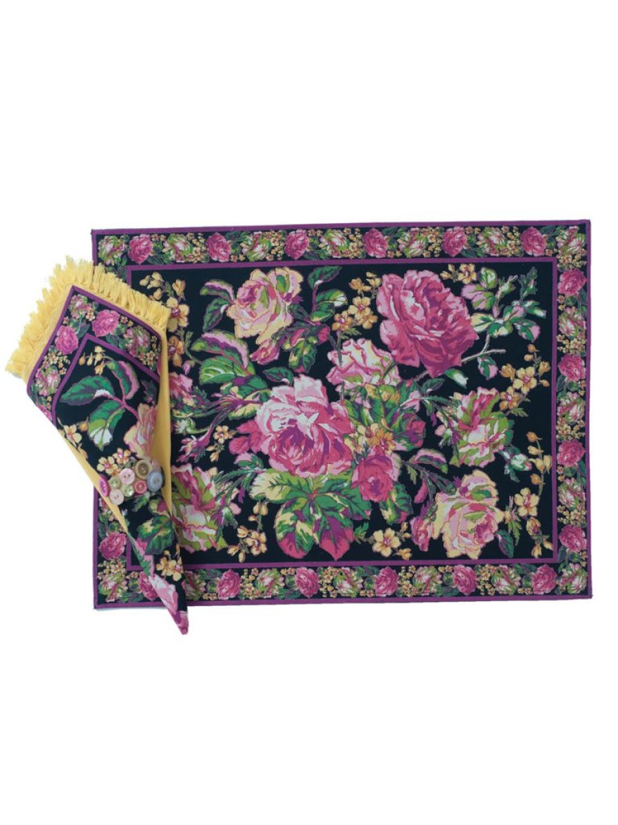 Tabletop April Cornell | April Cornell Victorian Rose Black Placemat