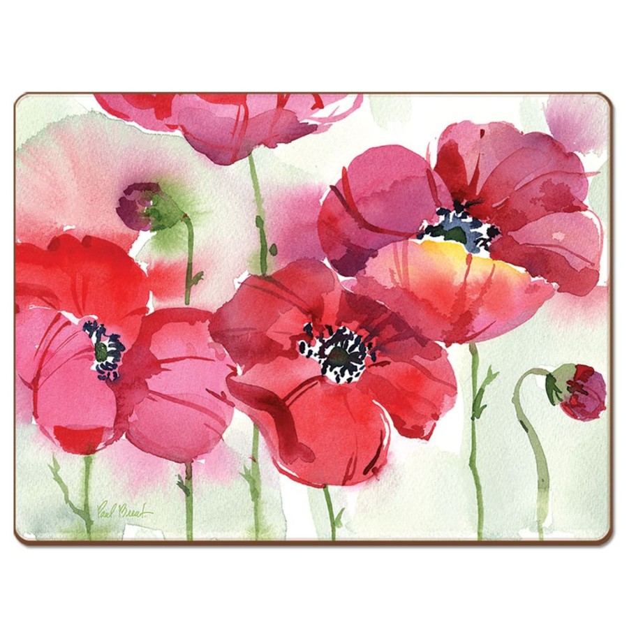 Tabletop British Isles | Cala Home Fresh Poppies Placemats (Set Of 4)