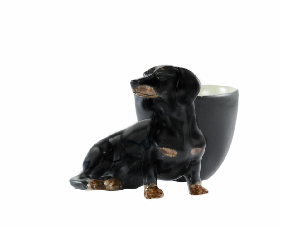 Tabletop British Isles | Quail Dachshund Egg Cup (Black & Tan)