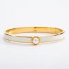 Wear Halcyon Days Bracelets & Bangles | Halcyon Days Cream & Gold Skinny Cabochon Pearl Hinged Bangle