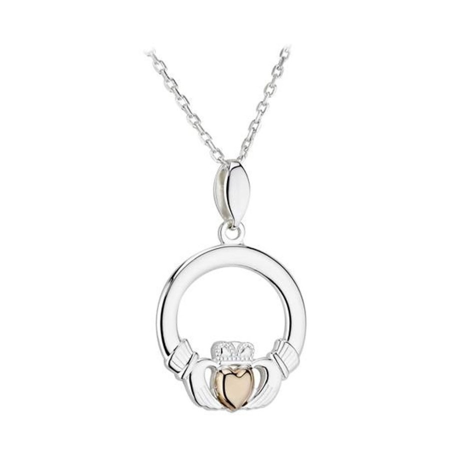 Wear Solvar Necklaces & Pendants | Solvar Claddagh Sterling Silver & Gold Pendant Necklace