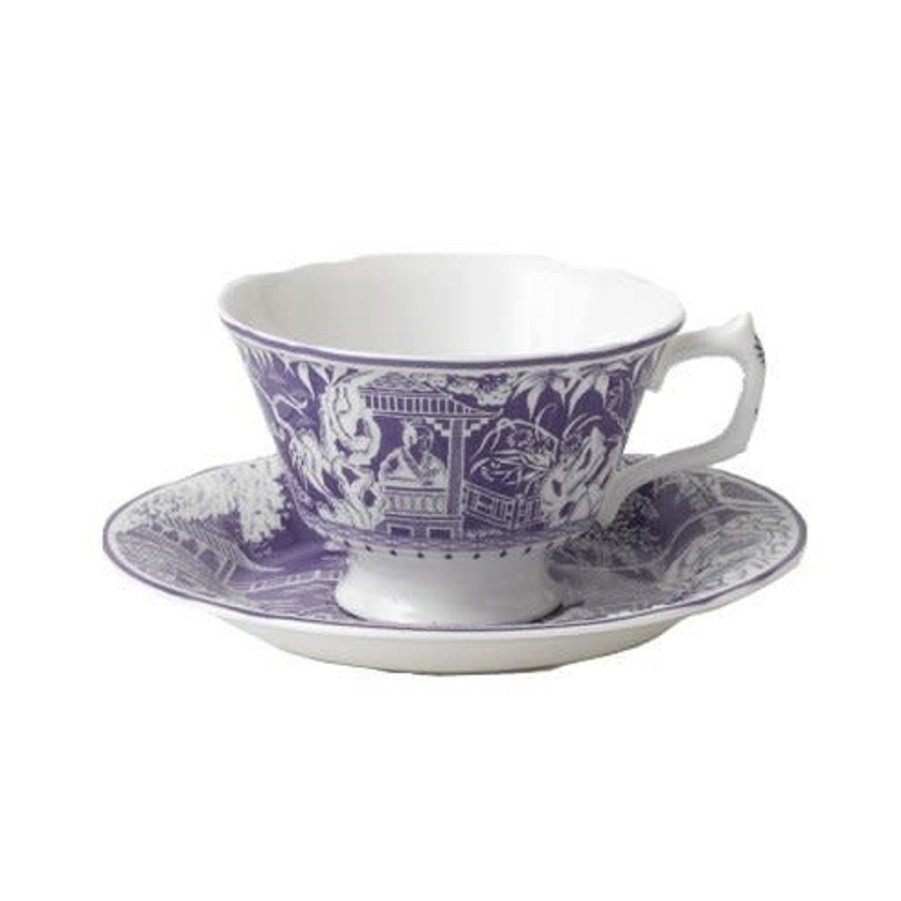 Tea Time Royal Crown Derby Teacups & Saucers | Mikado Lavender Teacup & Saucer (Discontinued)