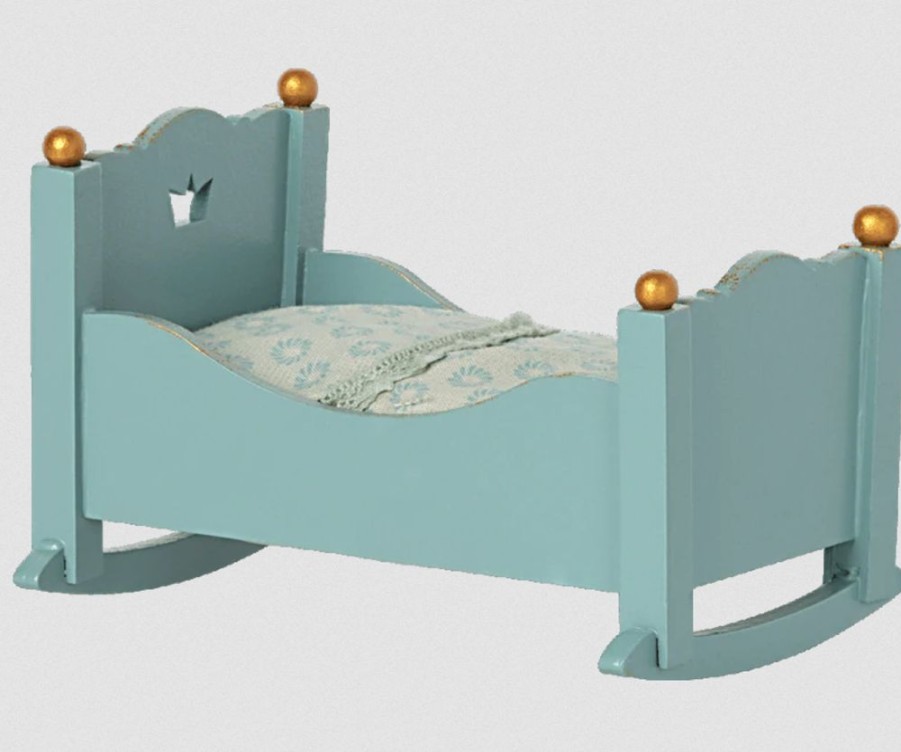 Children Maileg | Maileg Baby Mouse Cradle - Blue