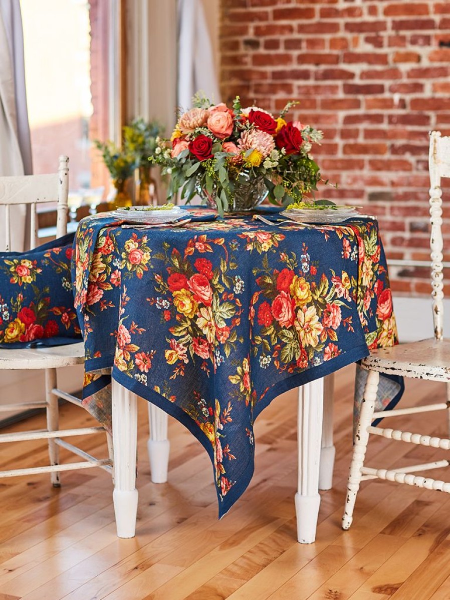 Tabletop April Cornell | April Cornell Cassandra Ink Square Linen Tablecloth 54" X 54"