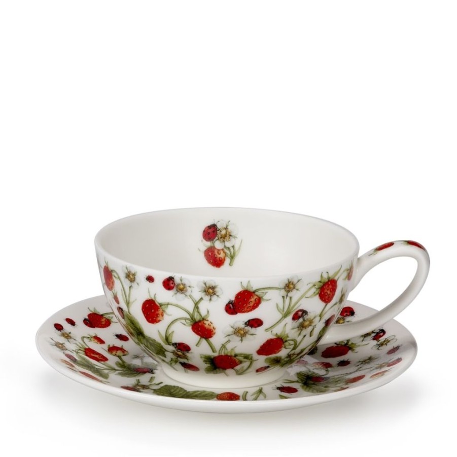 Tea Time Dunoon Teacups & Saucers | Dunoon T41 Cup & Saucer Dovedale Strawberry