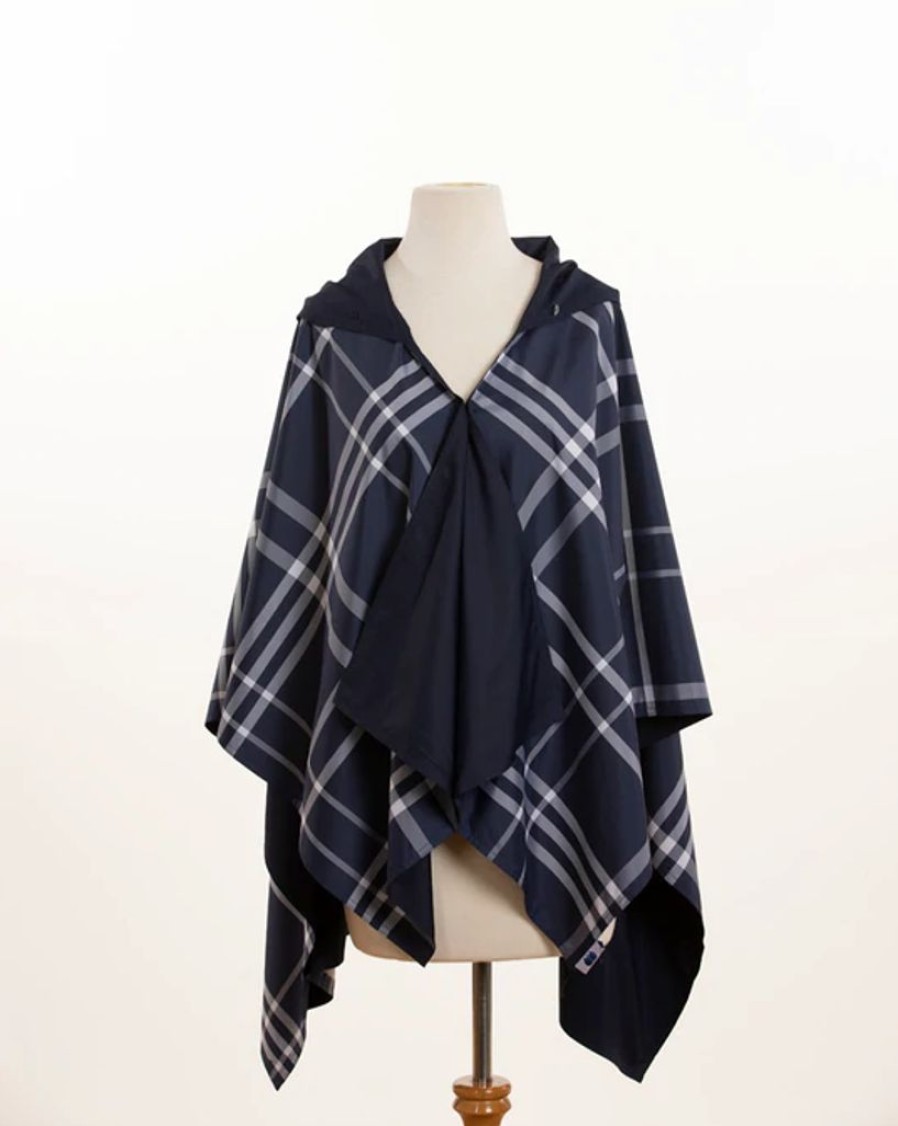 Wear British Isles | Rainraps Hooded Rainrap Navy & Navy Plaid