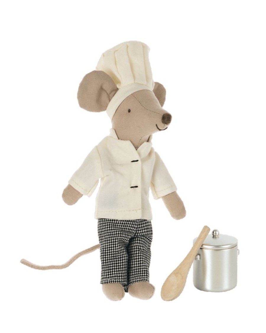 Children Maileg | Maileg Chef Mouse With Soup Pot And Spoon