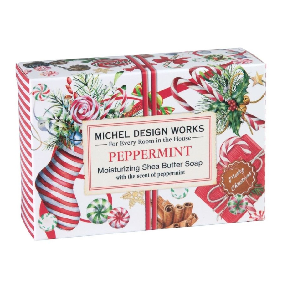 Bath & Body Michel Design Works Holiday Bar Soaps | Michel Design Works Peppermint Boxed Single Soap 4.5Oz