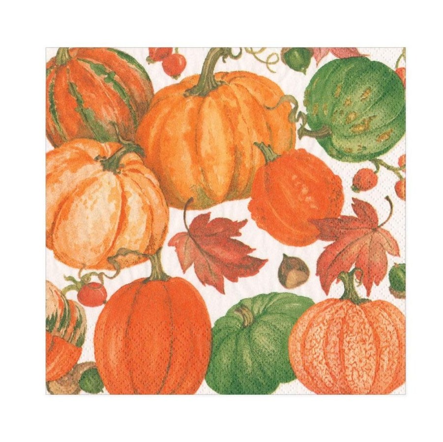 Tabletop British Isles | Caspari Pumpkin Field White Paper Luncheon Napkins