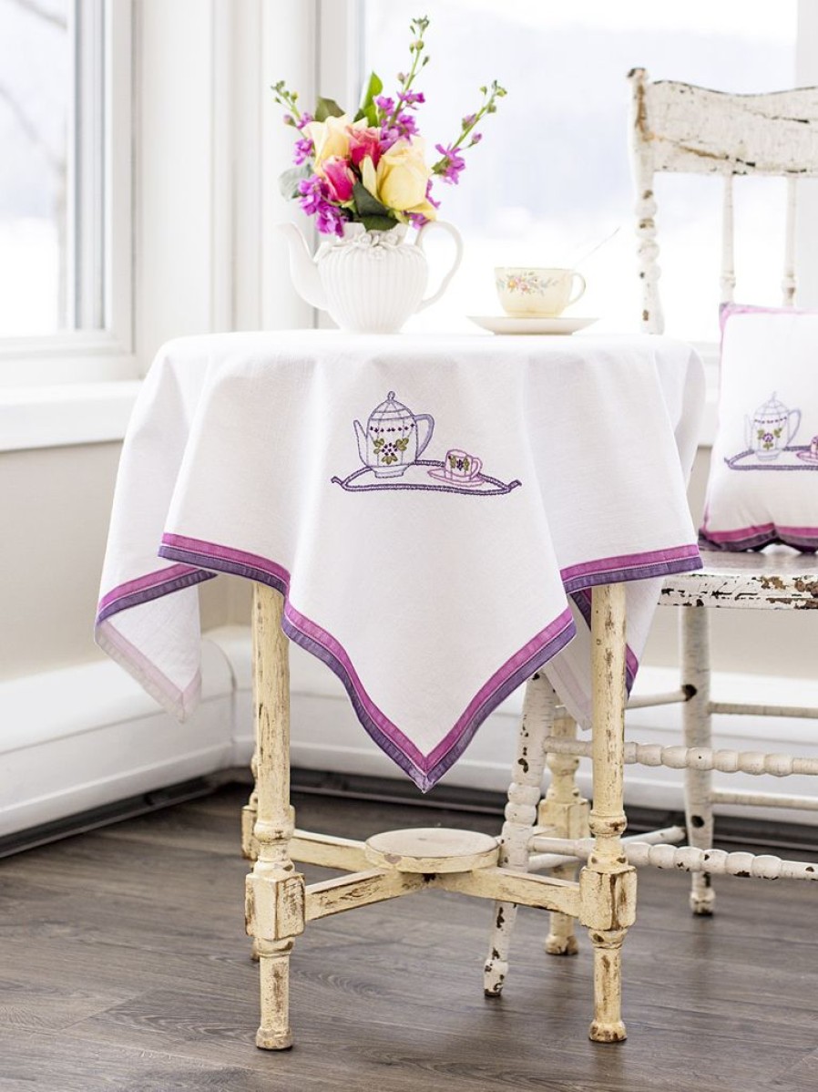 Tabletop April Cornell | April Cornell Tea Time Embroidered Square Tablecloth