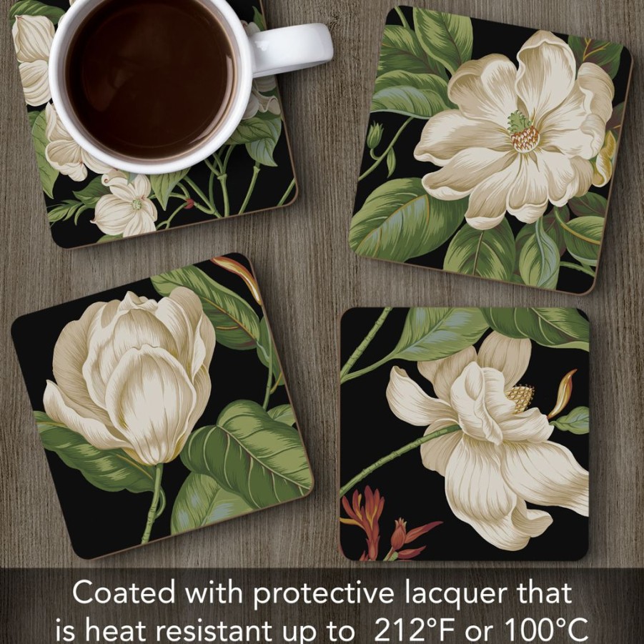 Tabletop British Isles | Cala Home Garden Images Black Coasters Set Of 4