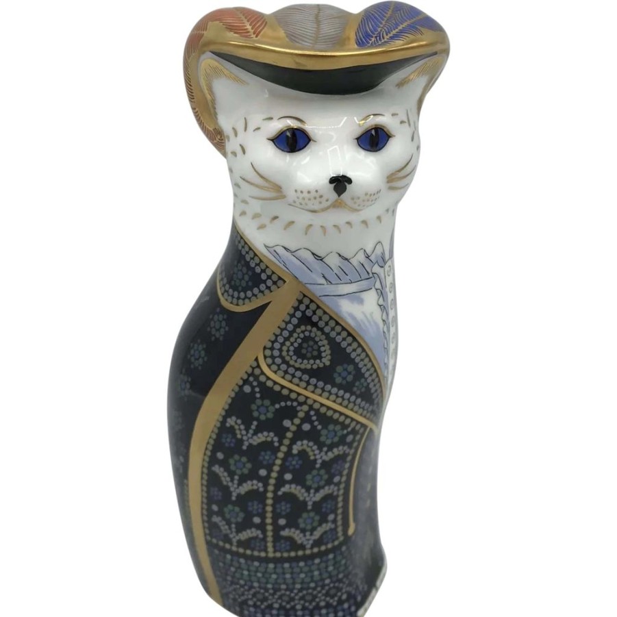 Decor Royal Crown Derby Home Accents | Royal Crown Derby Diamond Jubilee Pearly King Cat Paperweight