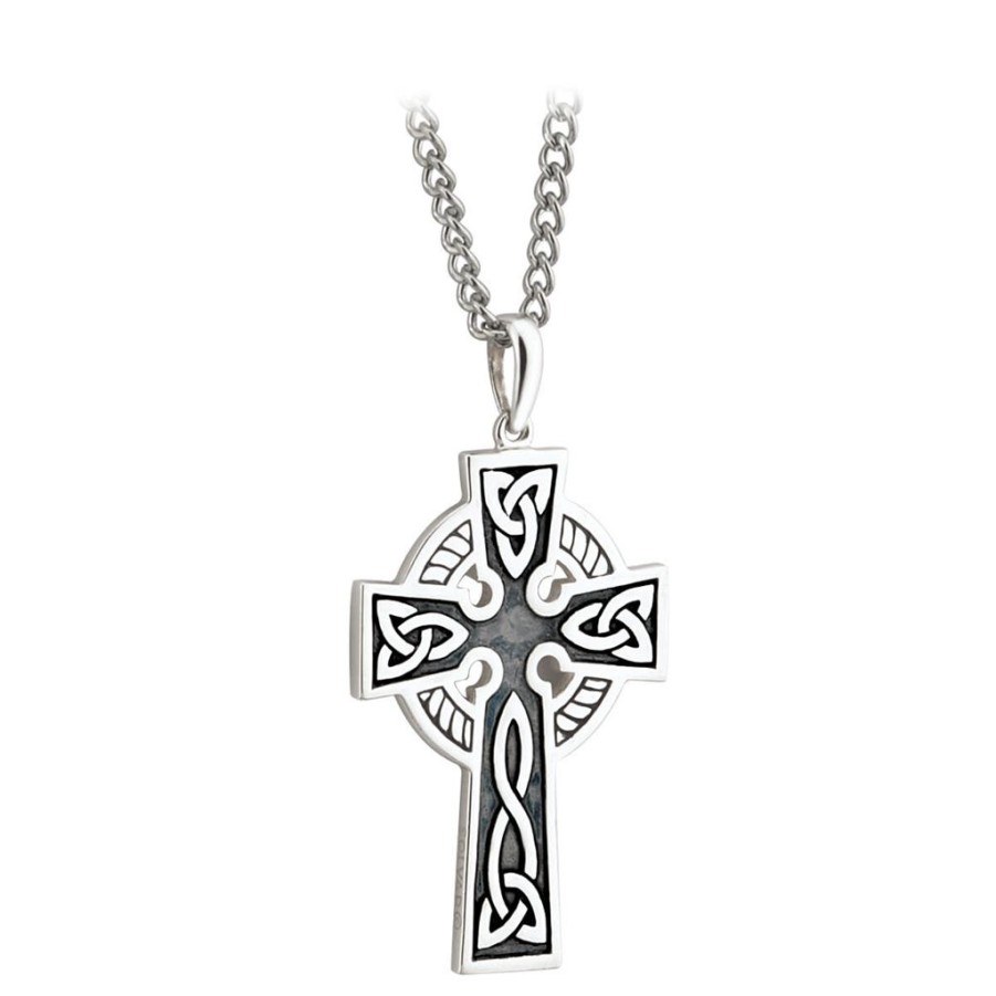 Wear Solvar Necklaces & Pendants | Solvar Mens Double Sided Oxidised Silver Celtic Cross Pendant Necklace