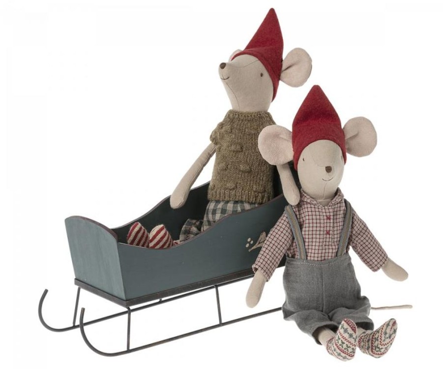 Children Maileg | Maileg Green Medium Sleigh