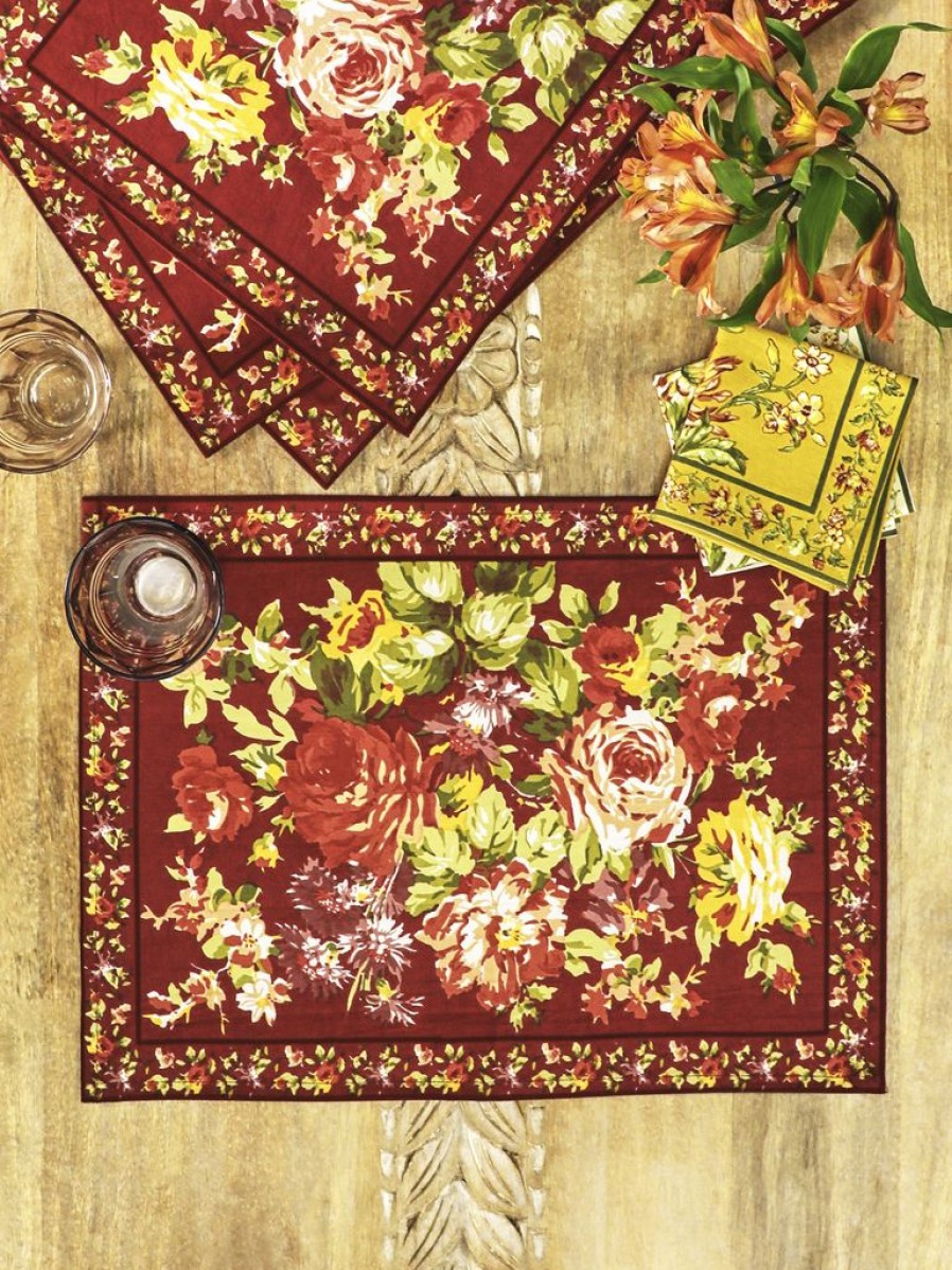 Tabletop April Cornell | April Cornell Cottage Rose Autumn Canvas Placemat