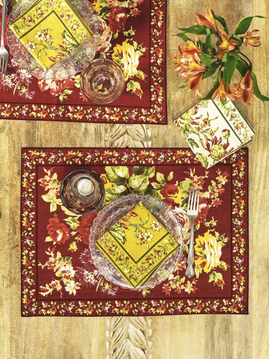 Tabletop April Cornell | April Cornell Cottage Rose Autumn Canvas Placemat