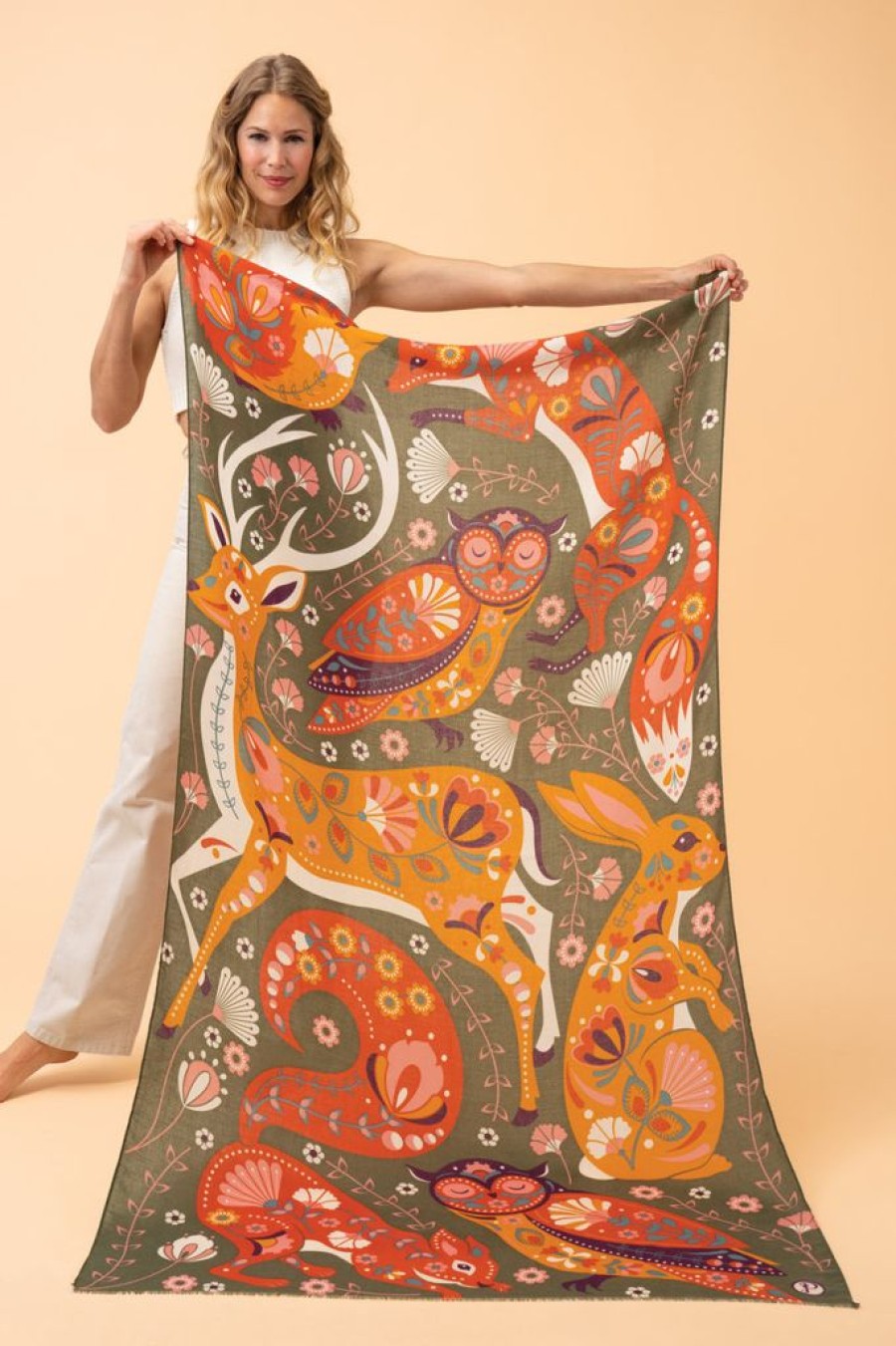 Wear Powder UK | Powder Uk Folk Art Forest Print Scarf