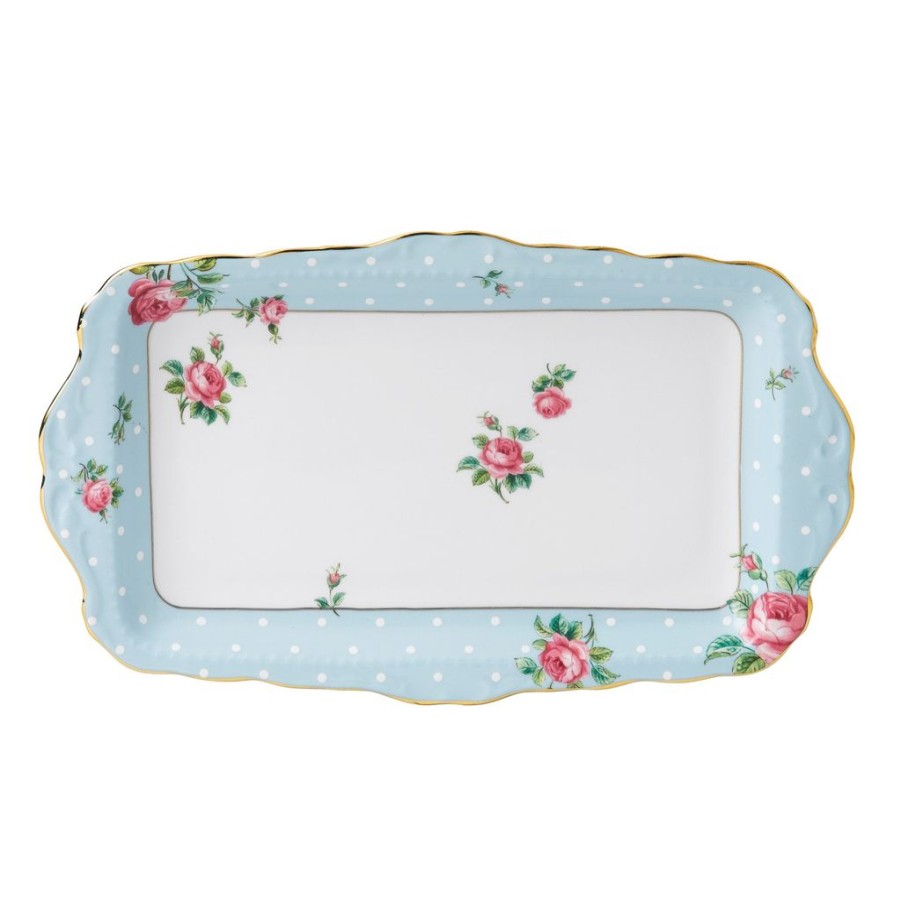 Tea Time Royal Albert Serving Plates | Royal Albert Polka Blue Sandwich Tray