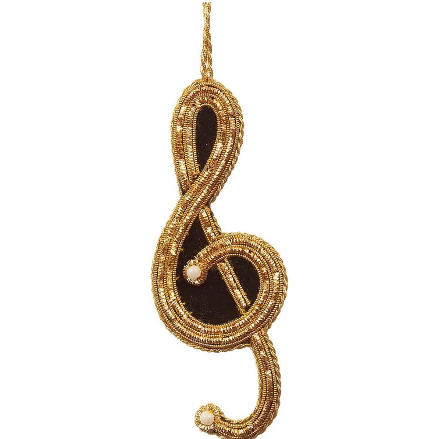 Decor St. Nicolas | St. Nicolas Black And Gold Treble Clef Ornament