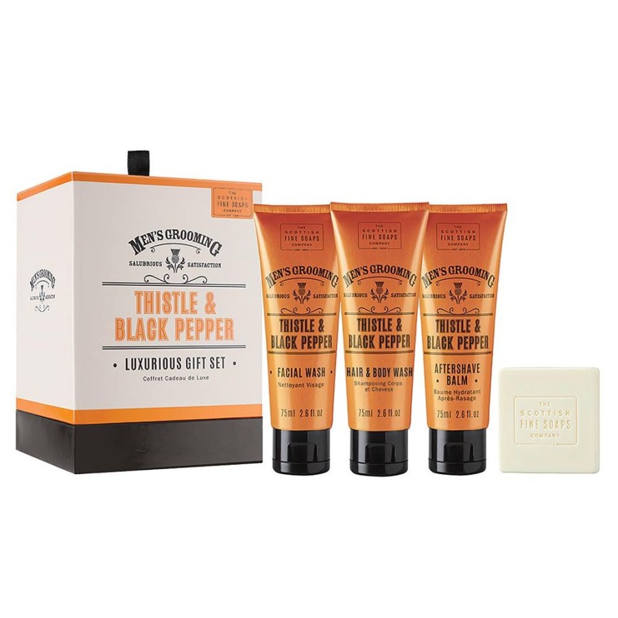 Bath & Body British Isles Pre-Shave & Post-Shave | Scottish Fine Soaps Co Thistle & Black Pepper Luxurious Gift Set