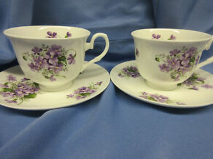 Tea Time British Isles Teacups & Saucers | Adderley Ceramics Violet Tea Cup And Saucer C/S