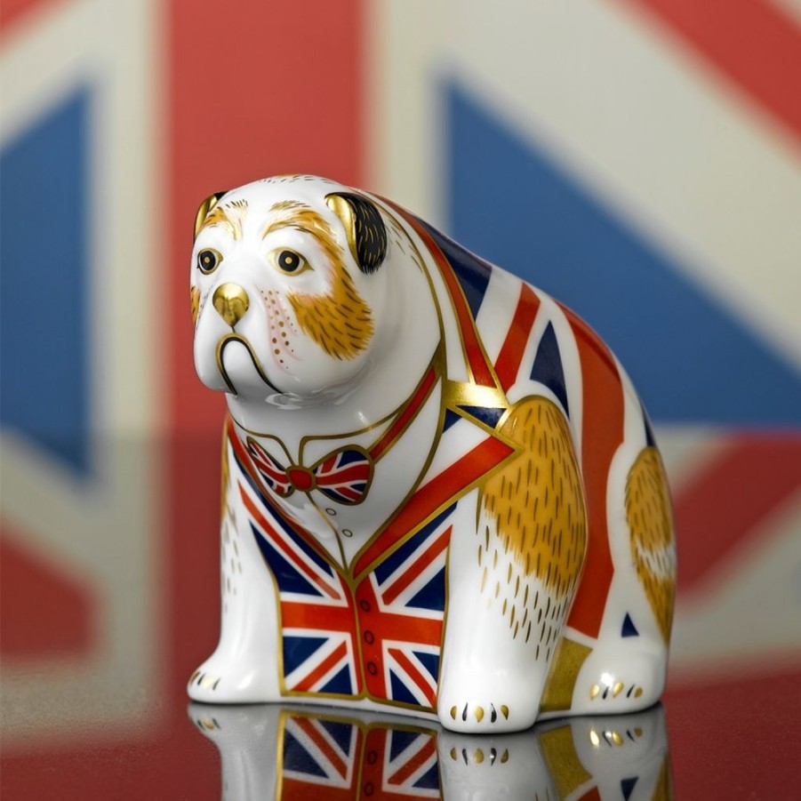 Decor Royal Crown Derby Home Accents | Royal Crown Derby Union Jack Bulldog Paperweight