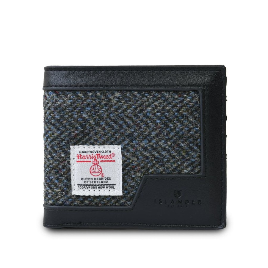 Wear Islander UK | Islander Uk Harris Tweed Black & Grey Herringbone Tartan Men'S Wallet