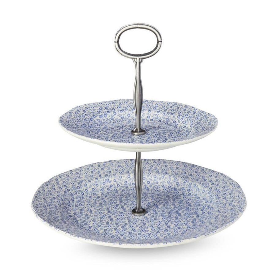 Tea Time Burleigh Pottery Serving Plates | Burleigh Pottery Blue Felicity 2 Tier Cake Stand