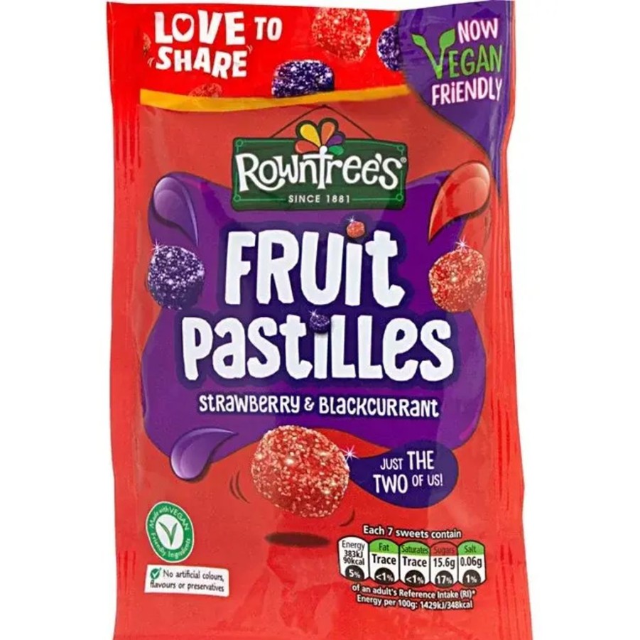 Food British Isles | Rowntrees Fruit Pastilles Strawberry & Blackcurrant Sharing Bag