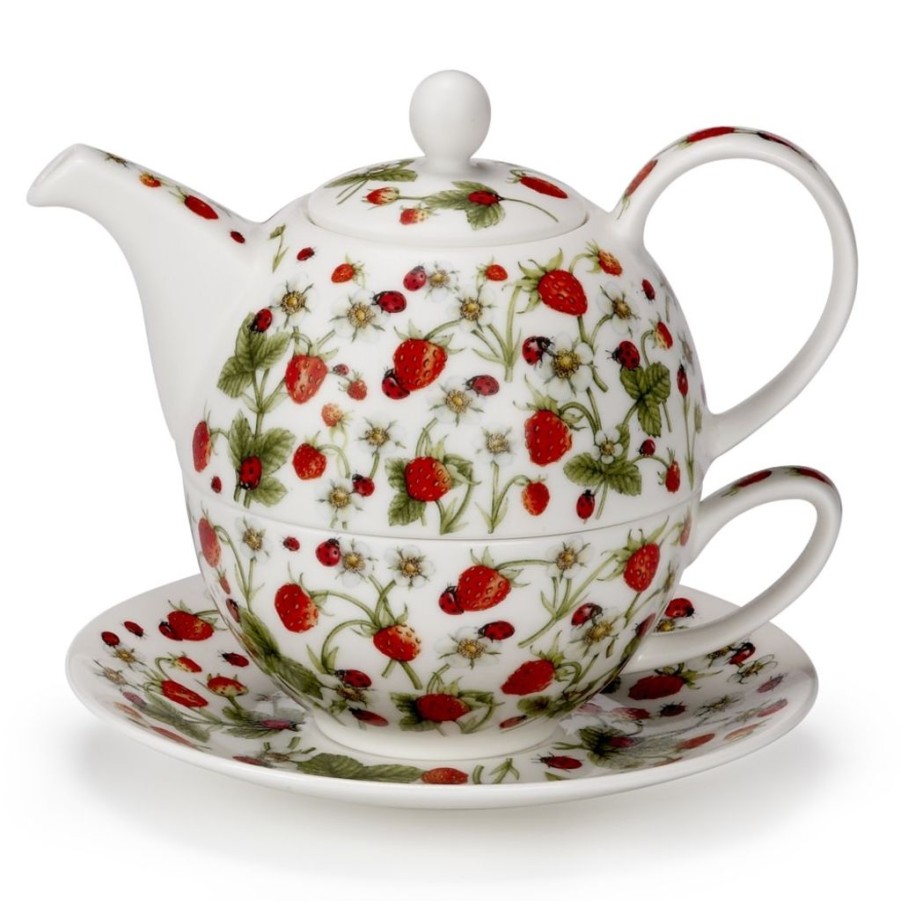 Tea Time Dunoon Teacups & Saucers | Dunoon Dovedale Strawberry Tea For One