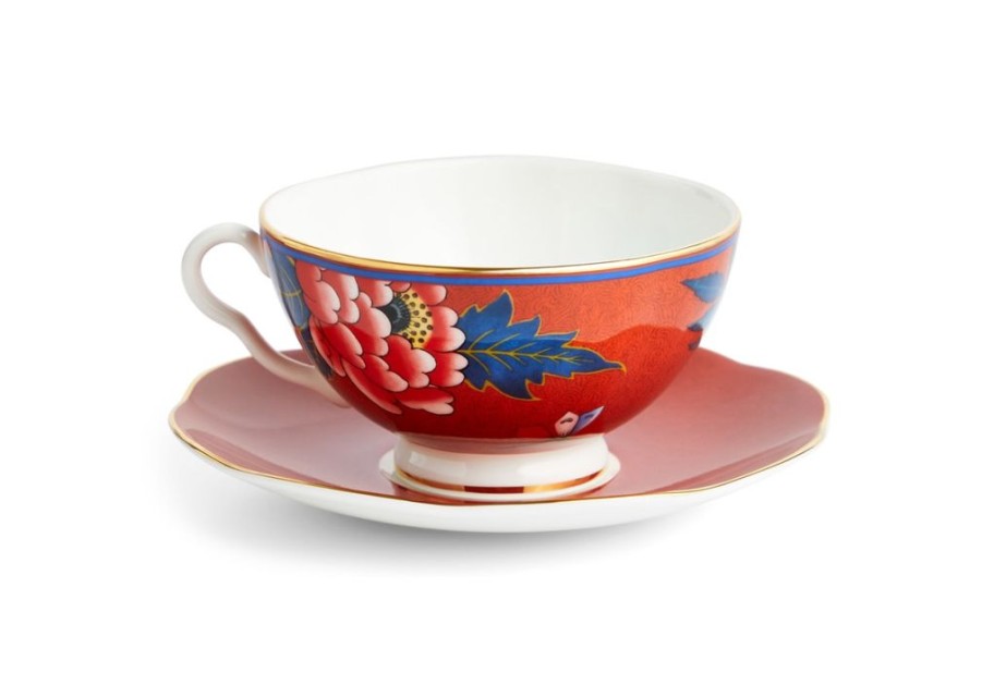 Tea Time Wedgwood Teacups & Saucers | Wedgwood Paeonia Blush Teacup & Saucer Red