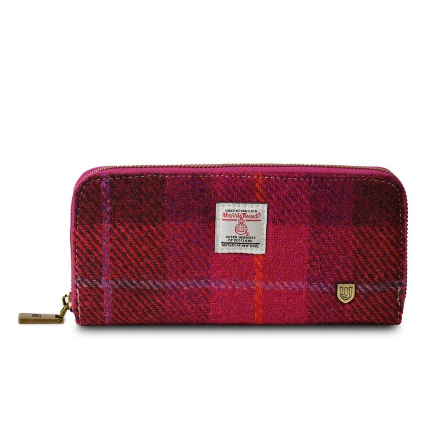 Wear Islander UK | Islander Uk Harris Tweed Fuchsia Tartan Long Purse