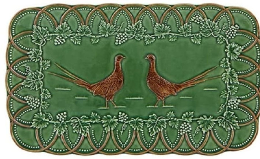 Tea Time British Isles Serving Plates | Bordallo Pinheiro Woods Tray Pheasants